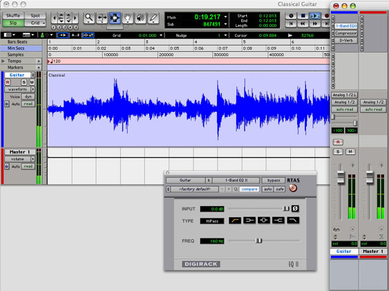 A high-pass filter engaged on the recorded track...