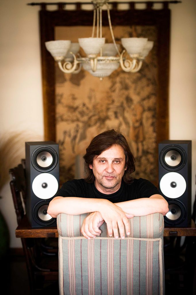 Jussi Tegelman with the Amphion Two15s on either side.