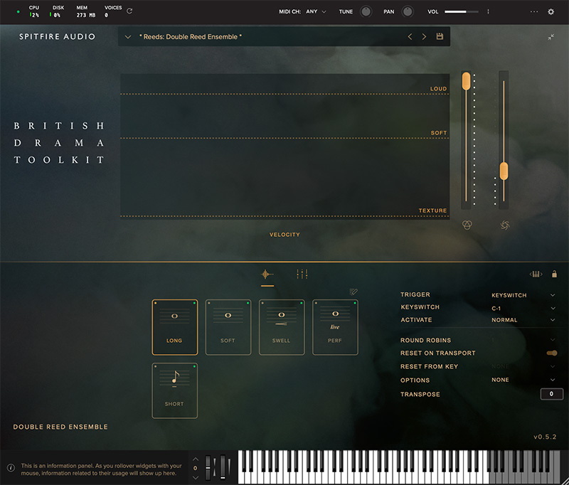 Spitfire British Drama Toolkit: Brass & Reeds User Interface