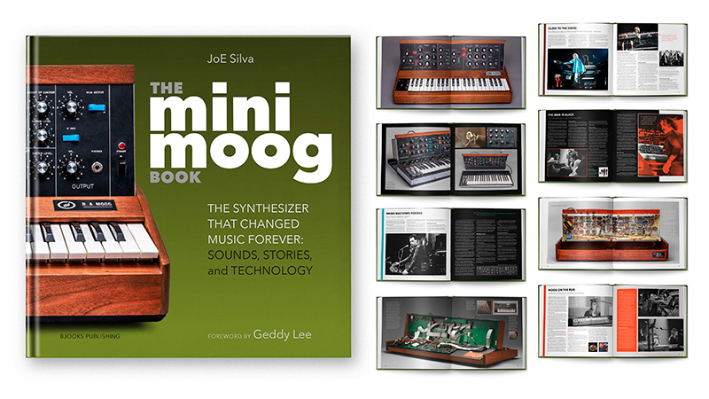 MiniMoog book cover and inside spreads