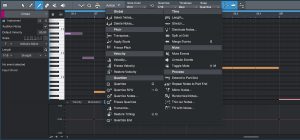 Studio One 4.5 Music Editor showing Note Actions